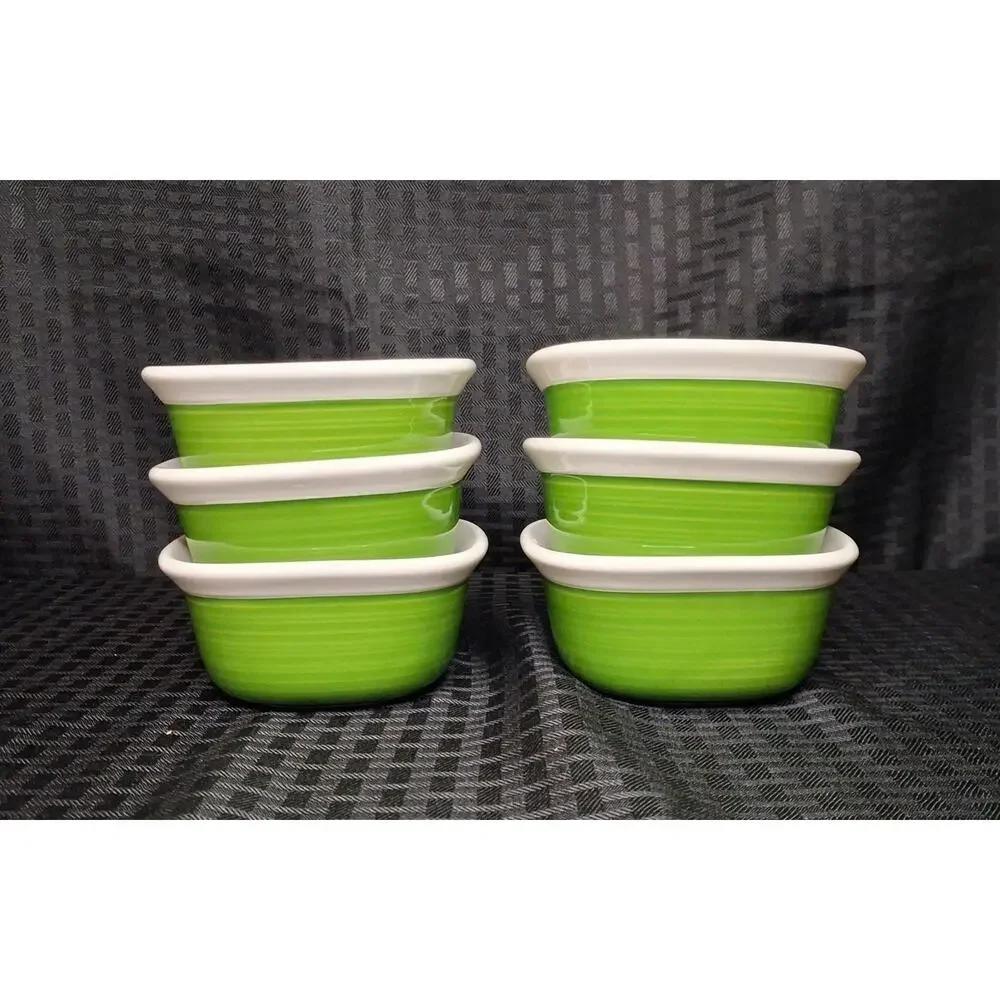 Corning Ware Etch Green 7 Oz Bakeware Set Of 6